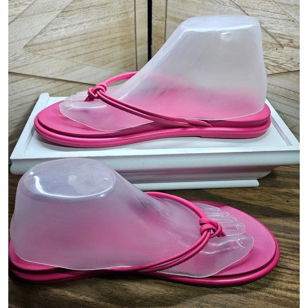 OluKai Aka‎ Thong Sandals Pink Plumeria Knot Strap Flip Flops 10-10.5 #546
